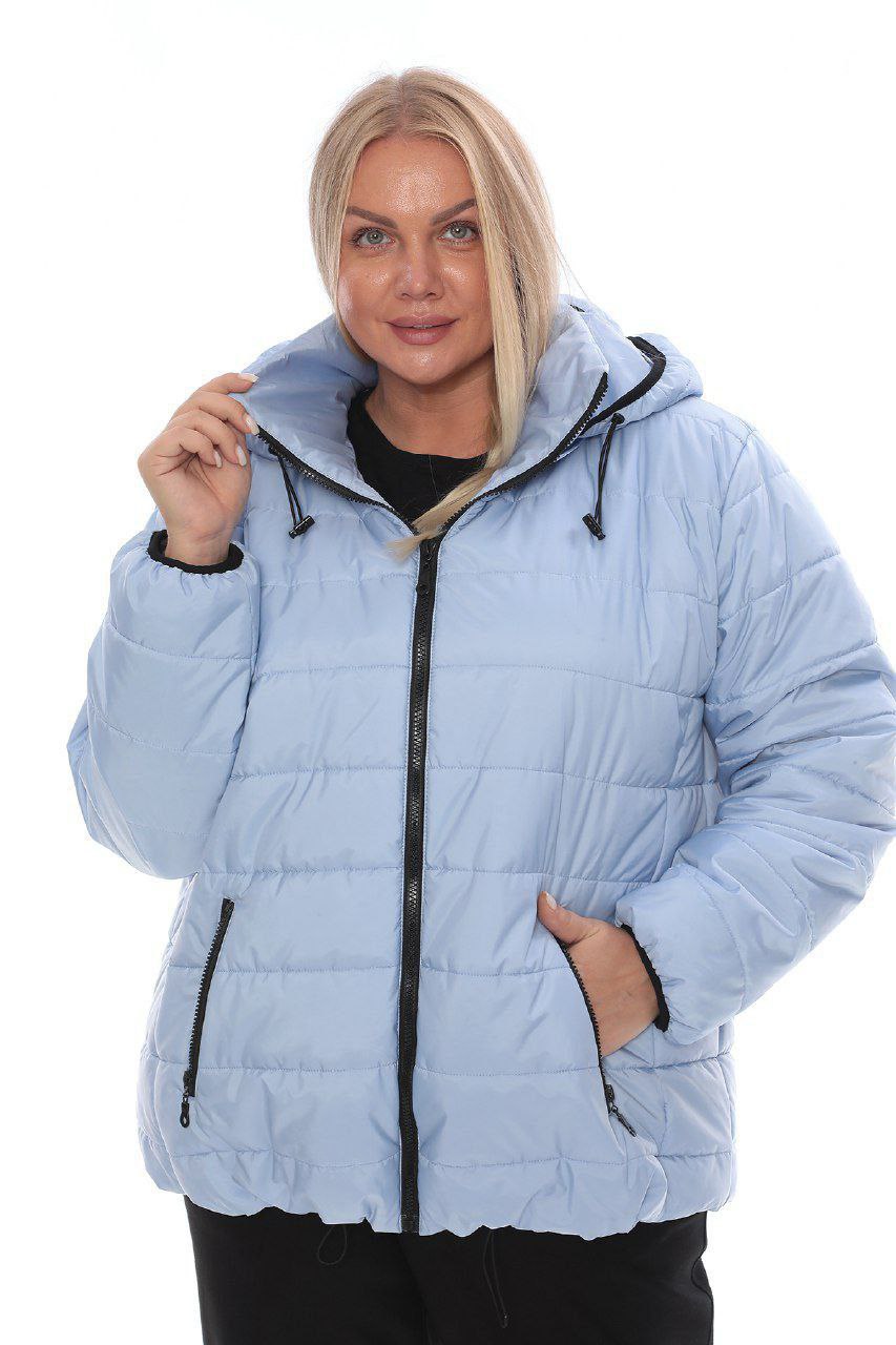 Куртка коротка з каптуром на затяжках супер батал