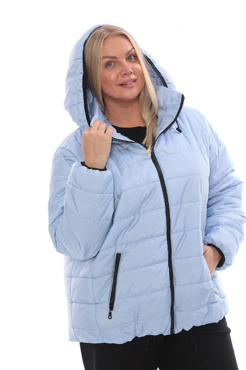 Куртка коротка з каптуром на затяжках супер батал