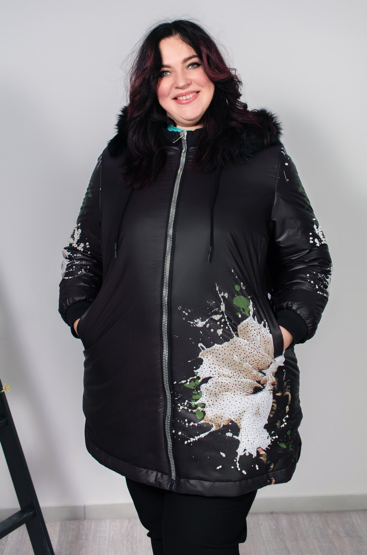 Куртка з принтом квіти супер батал