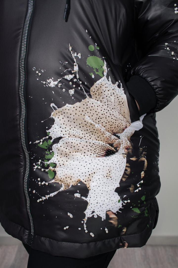 Куртка з принтом квіти супер батал