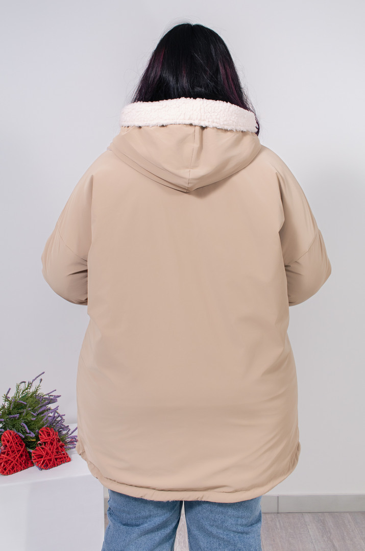 Куртка подовжена на овчині батал