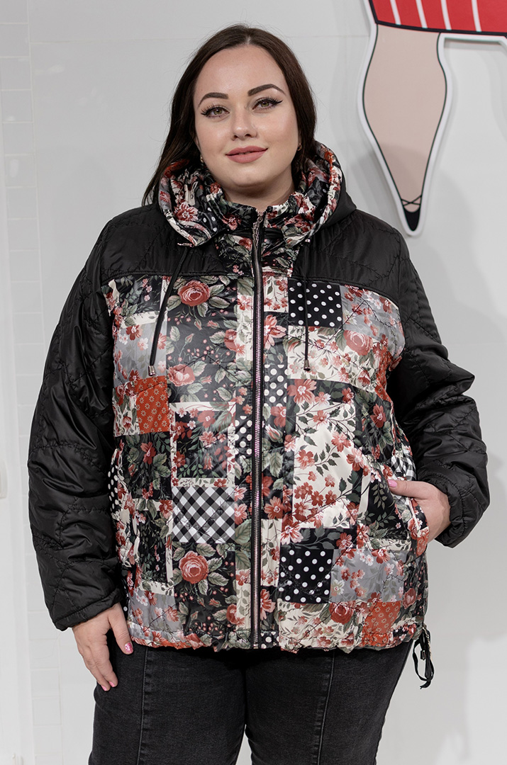 Куртка в яскраві квіткові принти супер батал