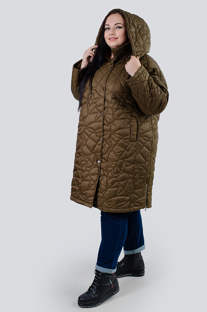Куртка довга демісезонна з капюшоном супер батал