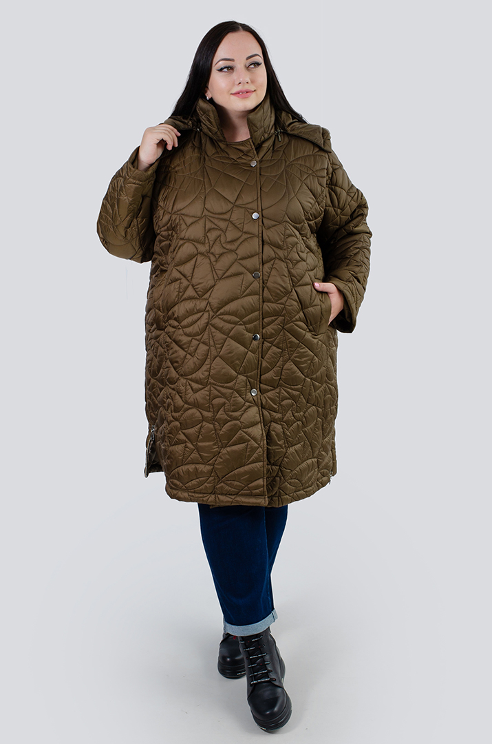 Куртка довга демісезонна з капюшоном супер батал