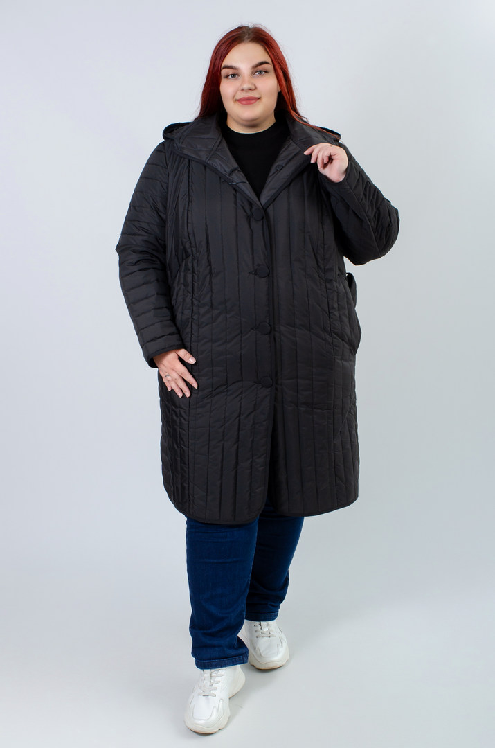 Пальто з поясом на ґудзиках супер батал