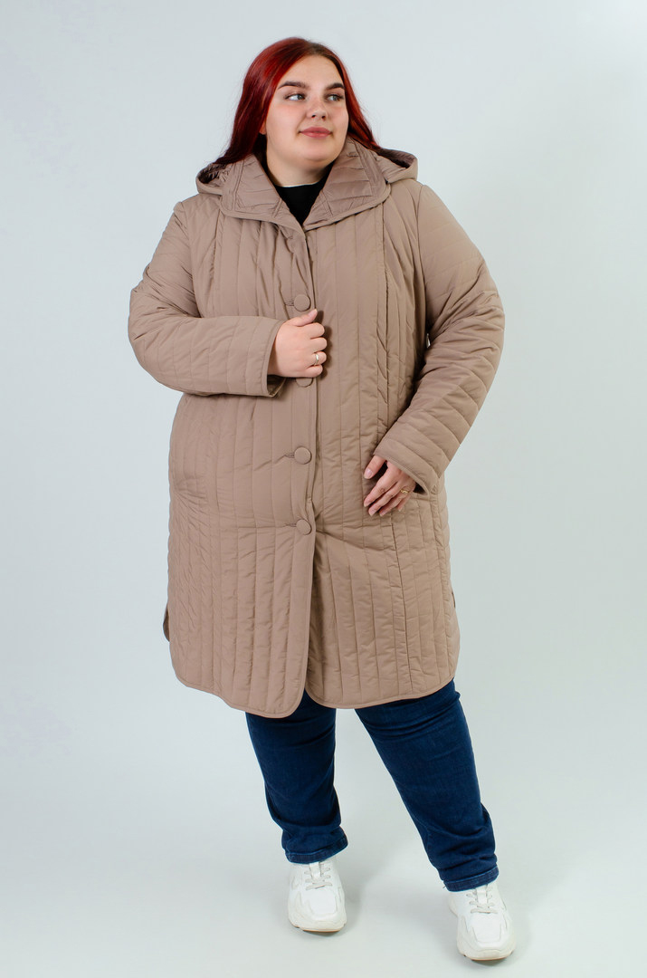 Пальто з поясом на ґудзиках супер батал