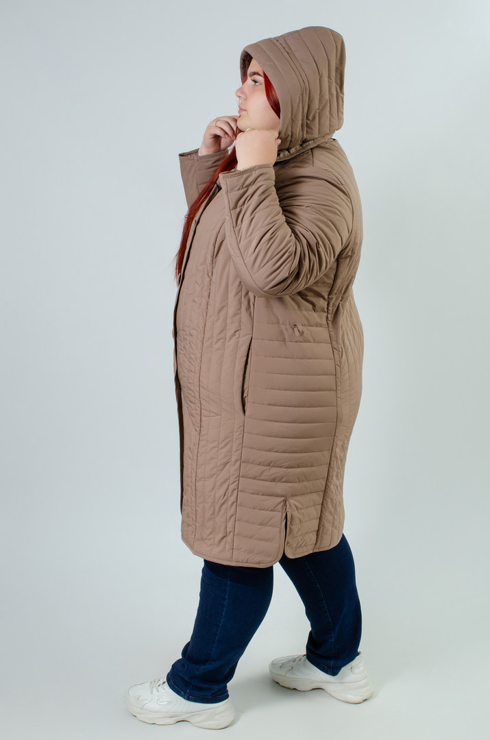 Пальто з поясом на ґудзиках супер батал