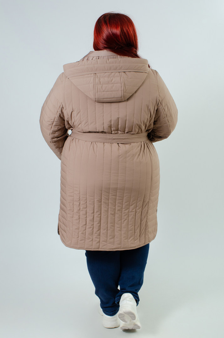 Пальто з поясом на ґудзиках супер батал