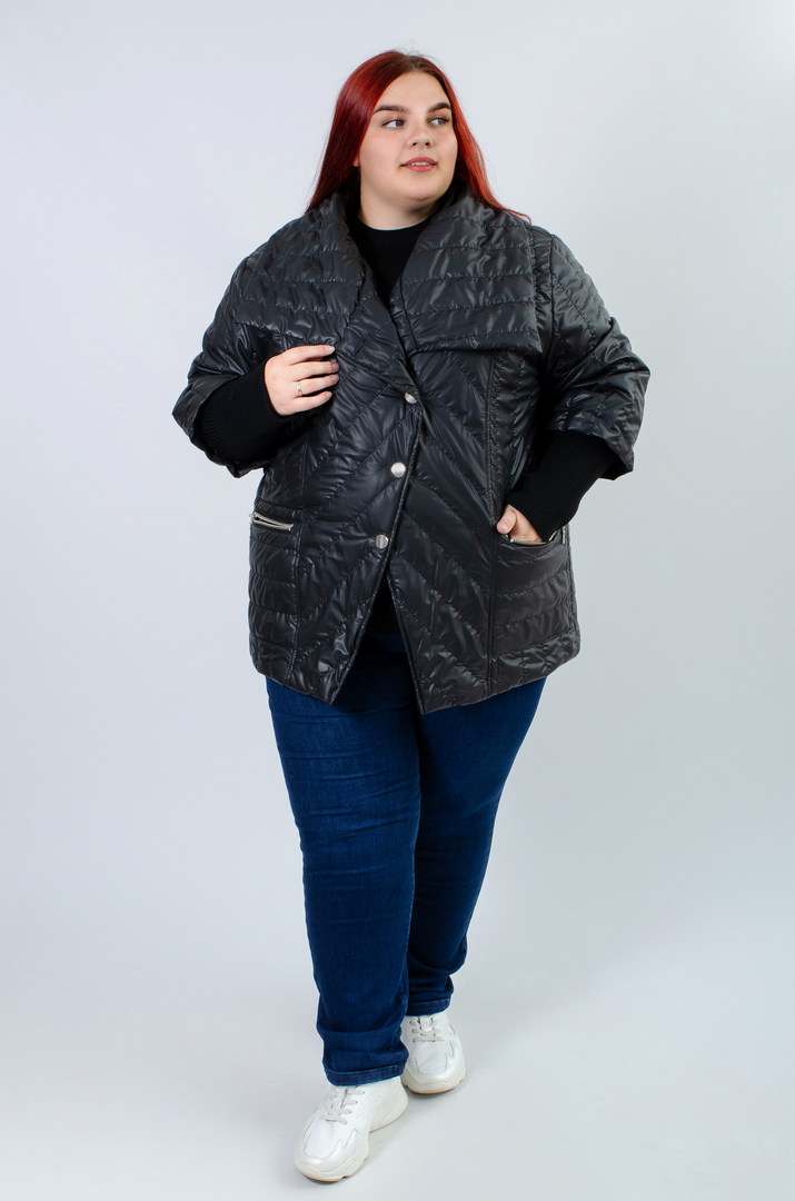 Стьобана куртка з діагональною планкою супер батал