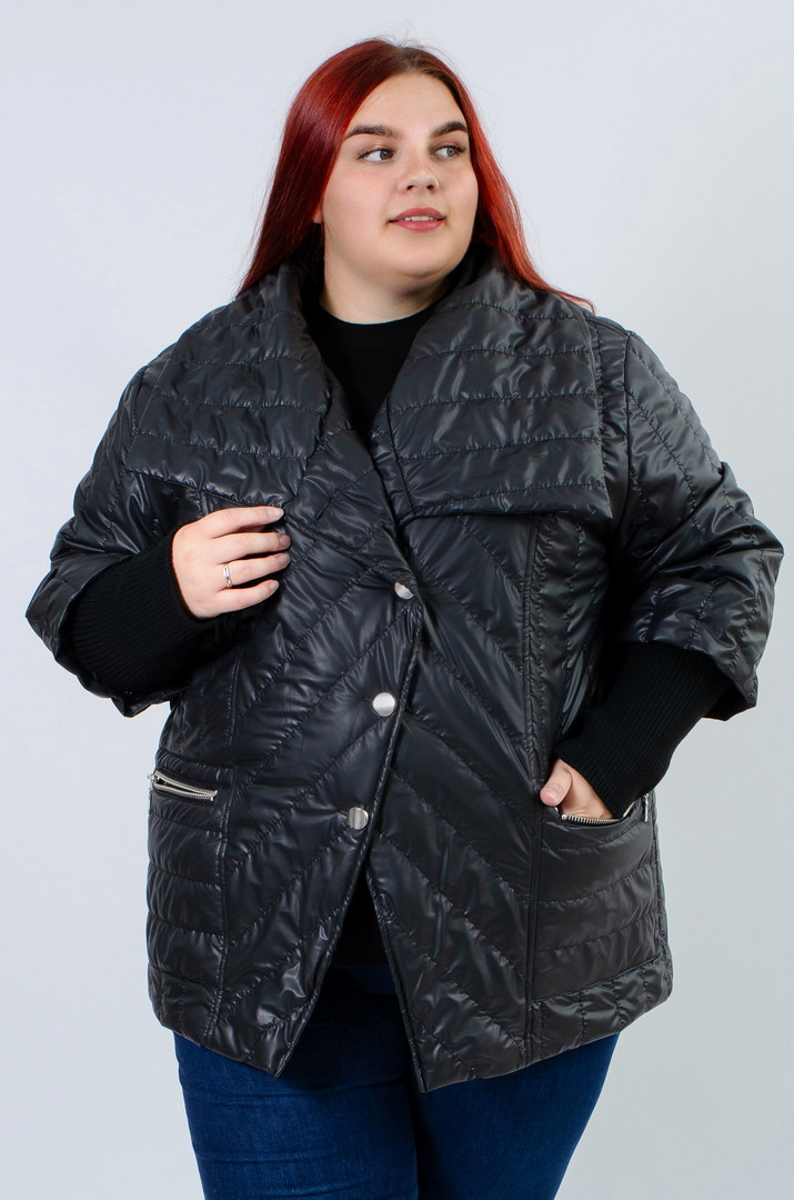 Стьобана куртка з діагональною планкою супер батал