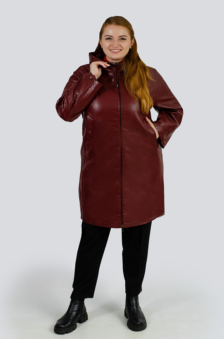 Куртка довга екошкіра великих розмірів