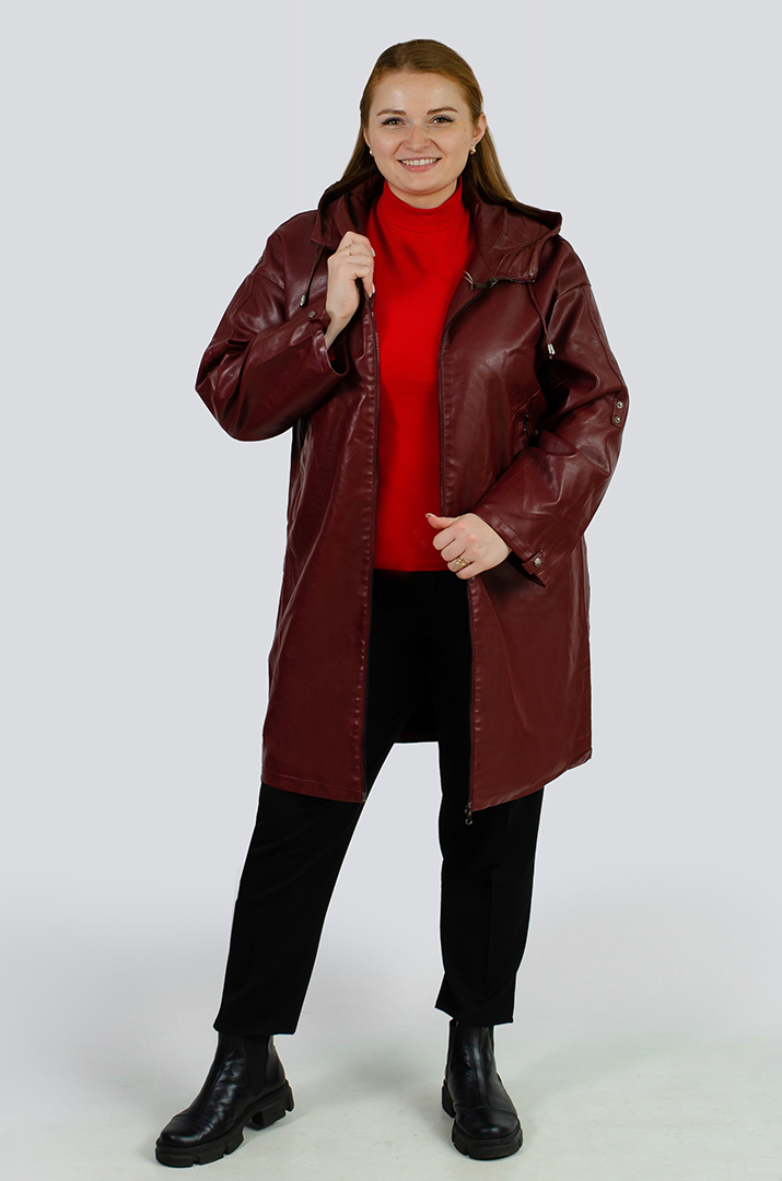 Куртка довга екошкіра великих розмірів