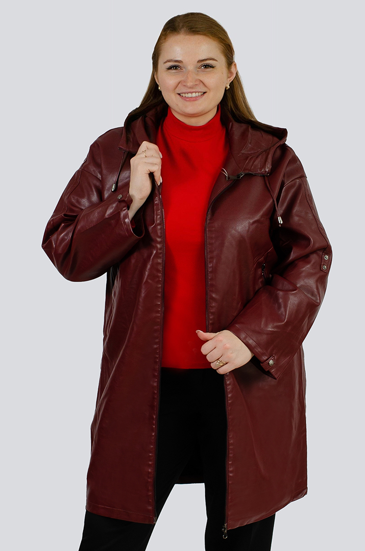 Куртка довга екошкіра великих розмірів