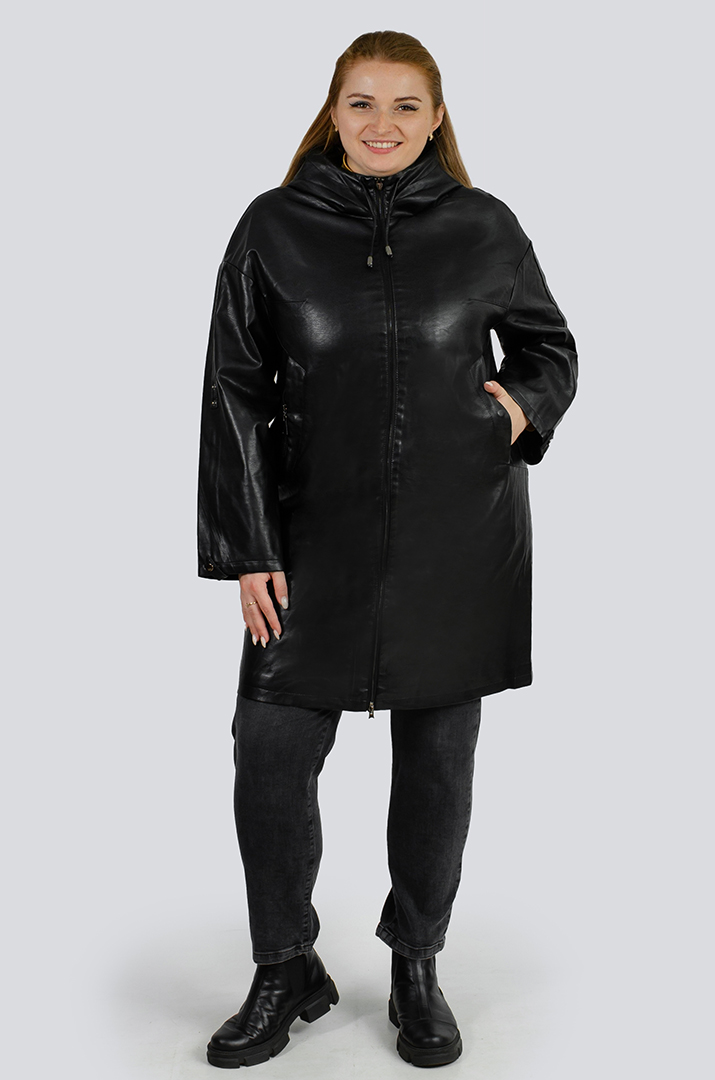 Куртка довга екошкіра великих розмірів