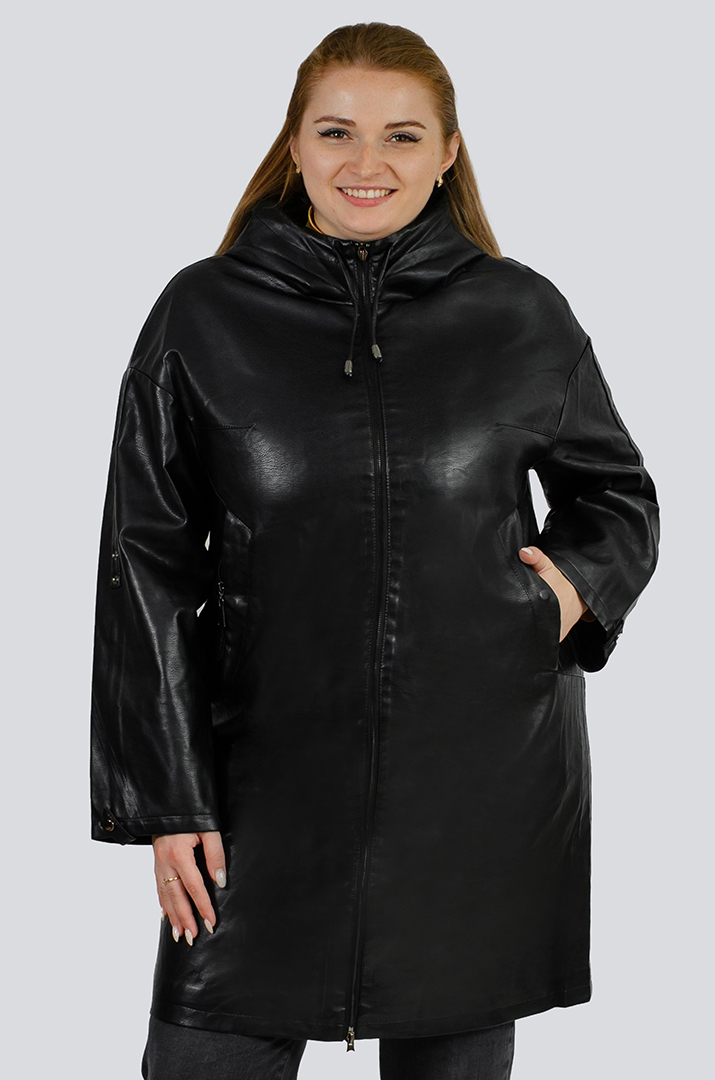 Куртка довга екошкіра великих розмірів