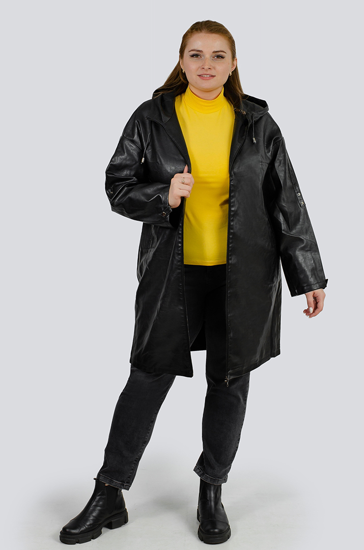 Куртка довга екошкіра великих розмірів