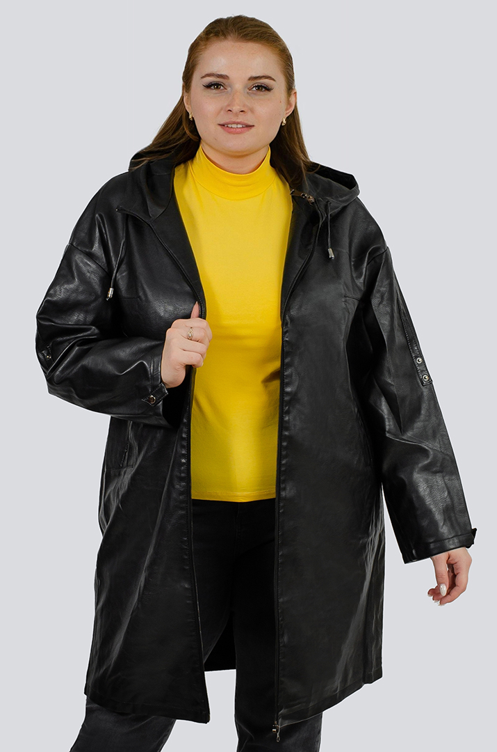 Куртка довга екошкіра великих розмірів