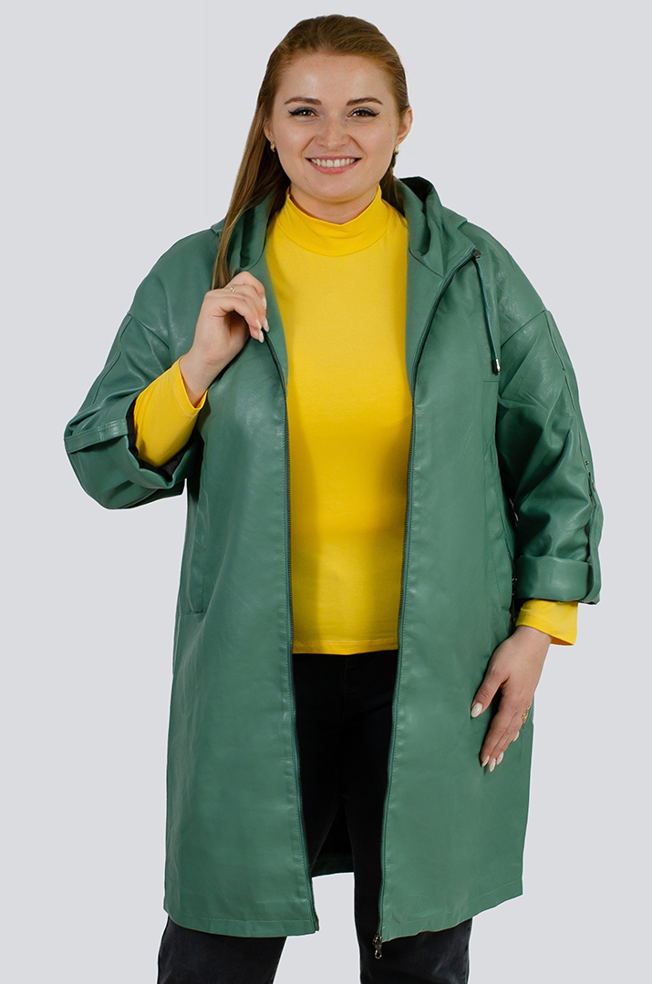 Куртка довга екошкіра великих розмірів