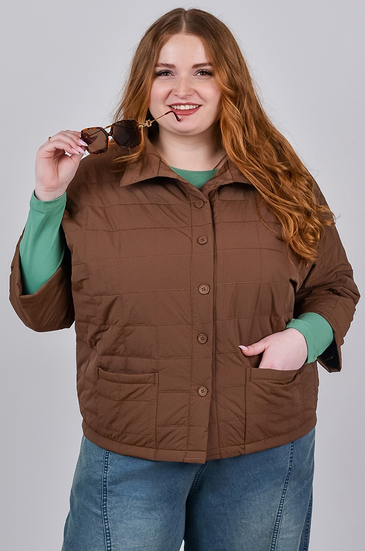 Куртка коротка з високим коміром великих розмірів