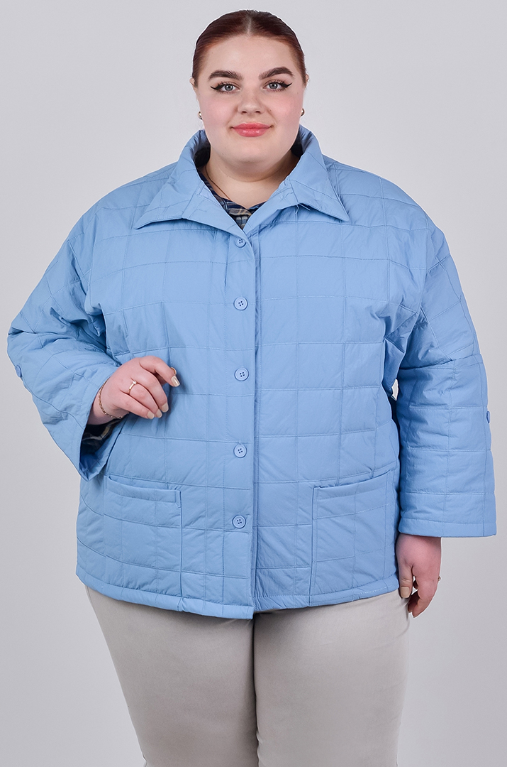 Куртка коротка з високим коміром великих розмірів