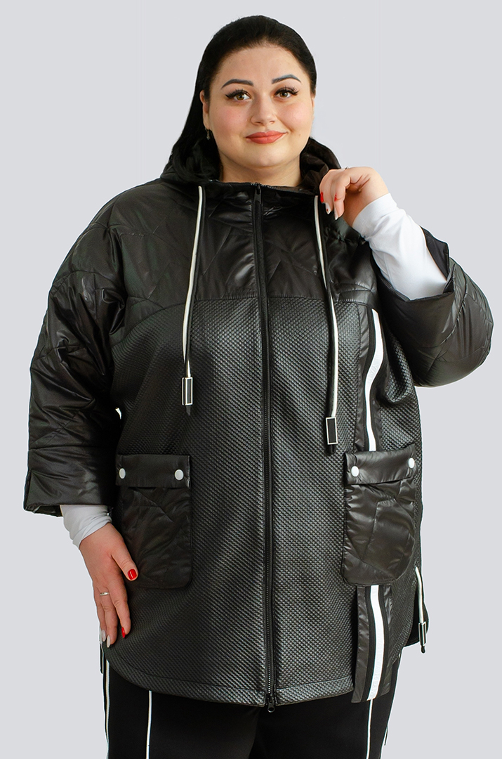 Чорна куртка великих розмірів