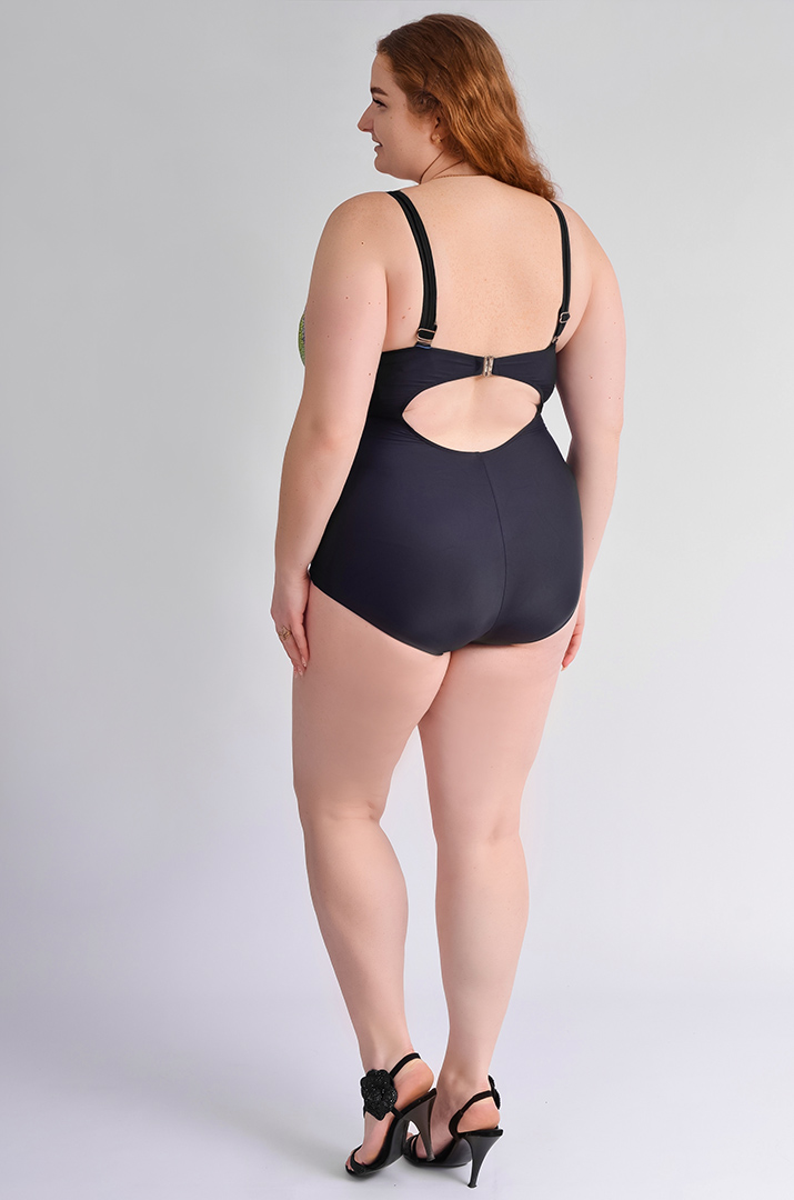 Купальник суцільний з елегантним принтом великих розмірів