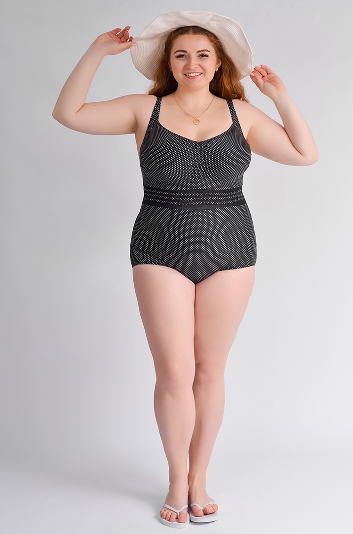 Купальник суцільний в горох великих розмірів