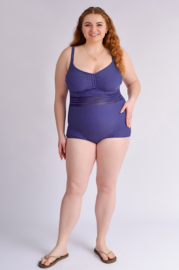 Купальник суцільний в горох великих розмірів