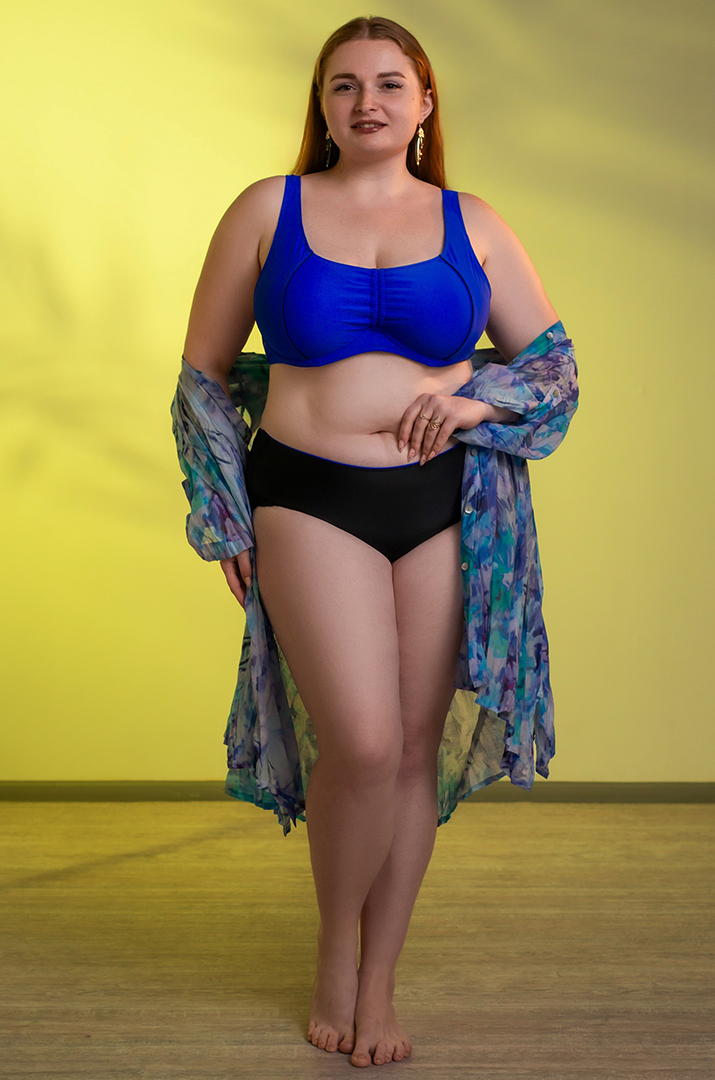 Купальник двокольоровий з затяжками великих розмірів