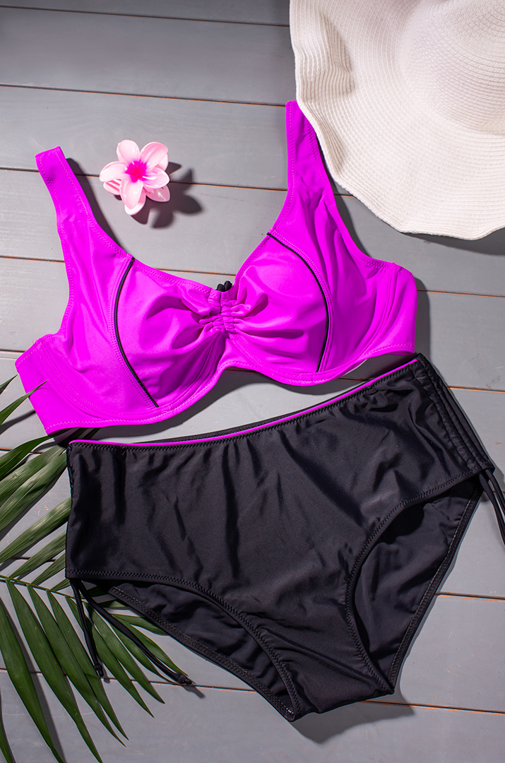 Купальник двокольоровий з затяжками великих розмірів