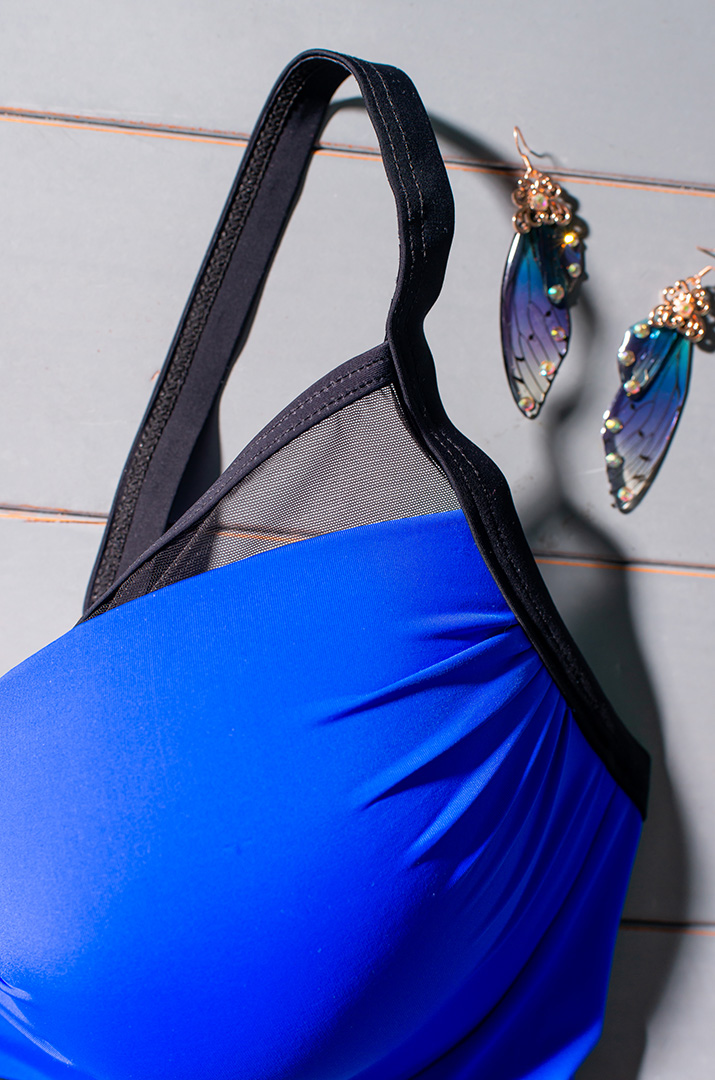 Купальник роздільний з сіточкою і прикрасою великих розмірів