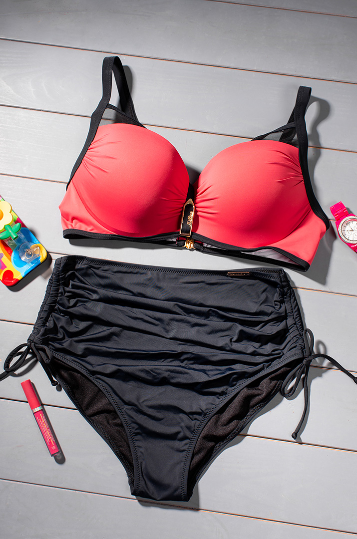 Купальник роздільний з сіточкою і прикрасою великих розмірів