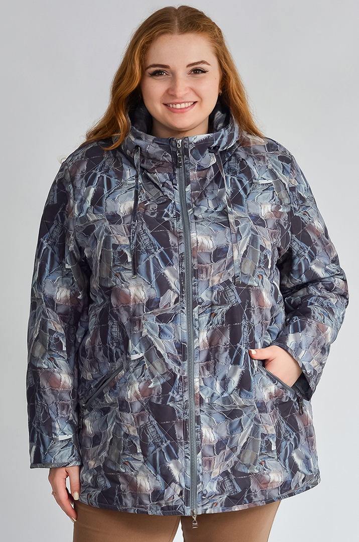 Куртка з абстрактним принтом та капюшоном великих розмірів
