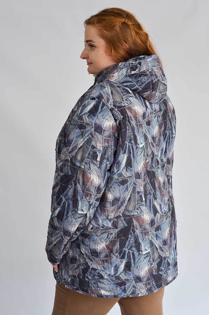Куртка з абстрактним принтом та капюшоном великих розмірів