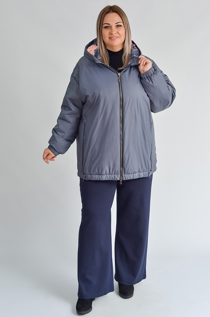 Куртка двостороння з декоративними блискавками великих розмірів