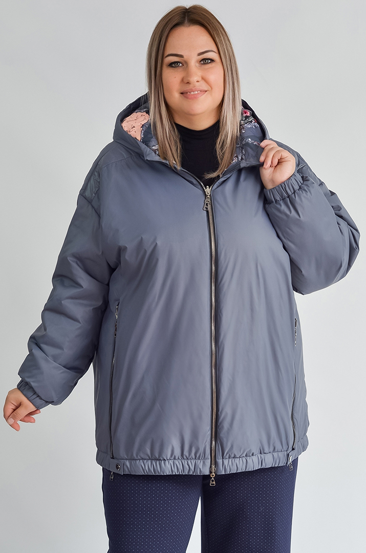 Куртка двостороння з декоративними блискавками великих розмірів