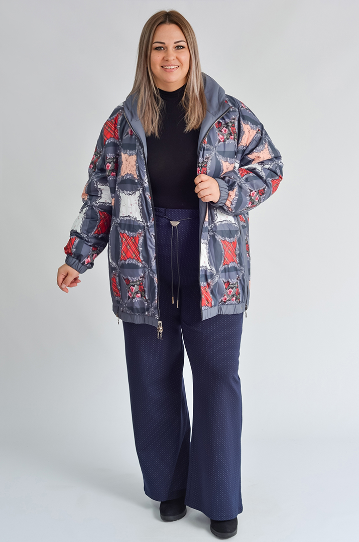 Куртка двостороння з декоративними блискавками великих розмірів