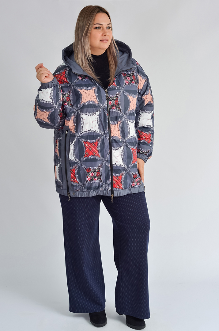 Куртка двостороння з декоративними блискавками великих розмірів