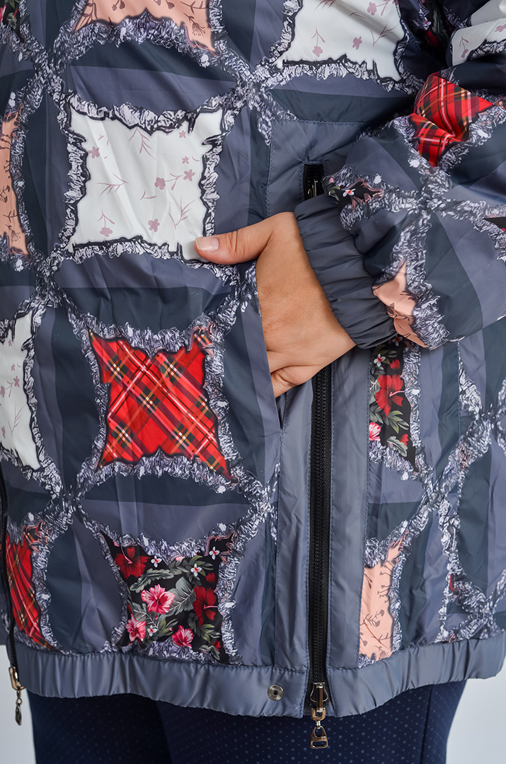 Куртка двостороння з декоративними блискавками великих розмірів