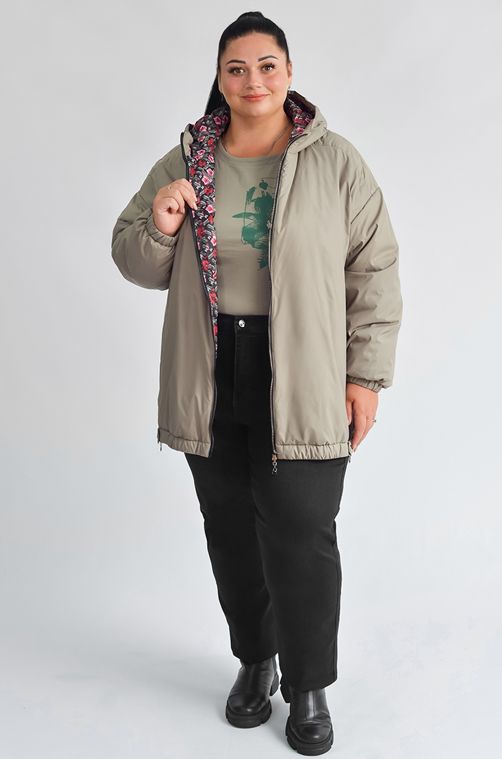 Куртка двостороння з декоративними блискавками великих розмірів