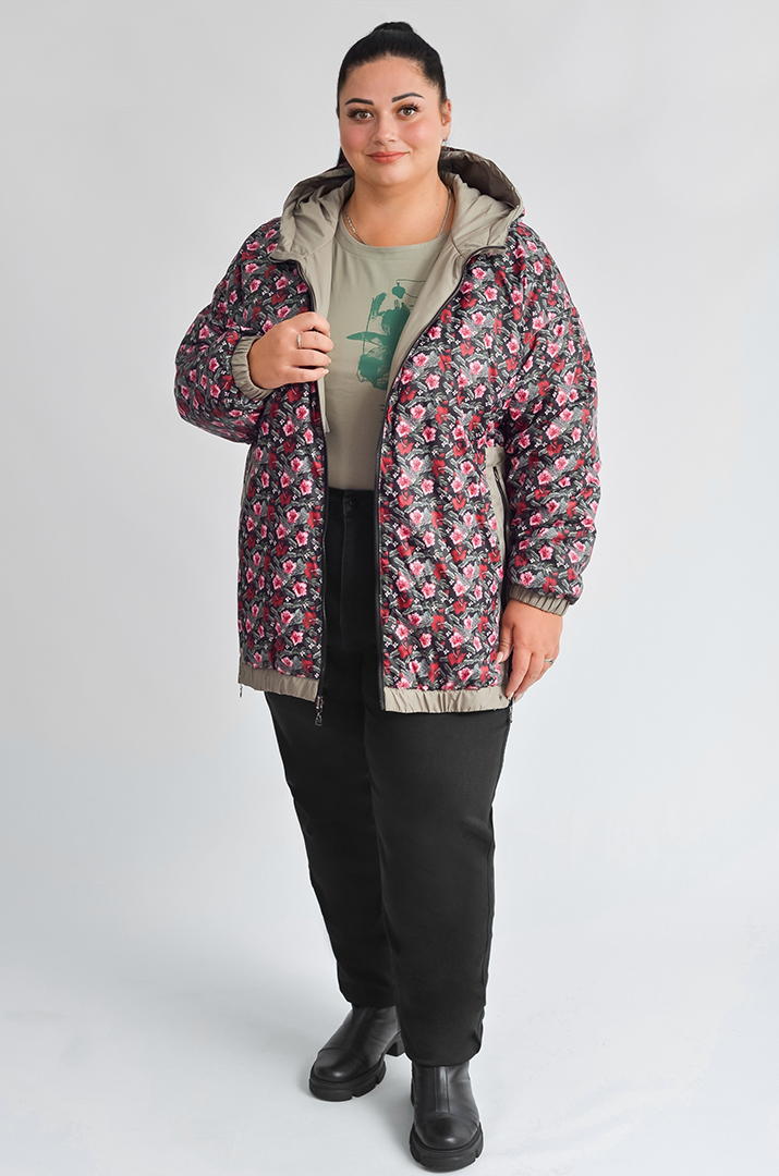Куртка двостороння з декоративними блискавками великих розмірів