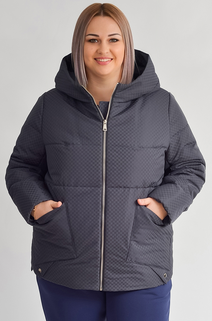 Куртка коротка з графічним принтом великих розмірім