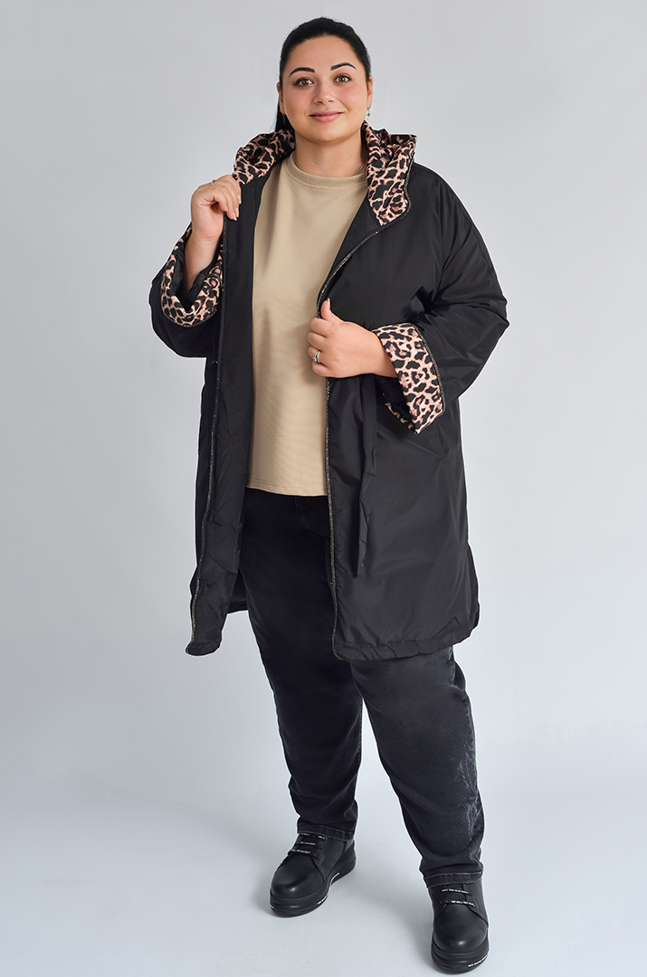 Довга куртка з капюшоном та регульованою талією великих розмірів