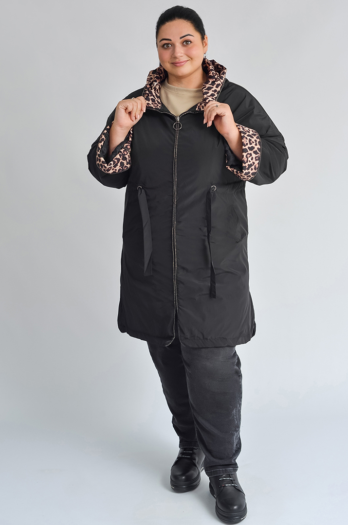 Довга куртка з капюшоном та регульованою талією великих розмірів