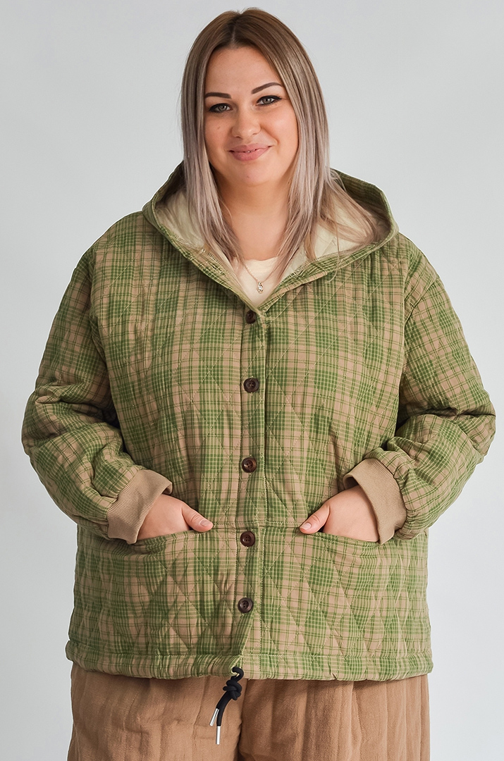 Куртка с капюшоном и регулируемым низом больших размеров