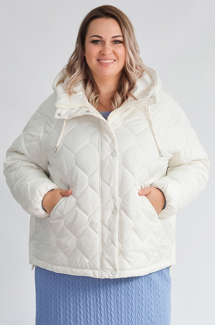 Стьобана куртка прямого силуету з капюшоном великих розмірів