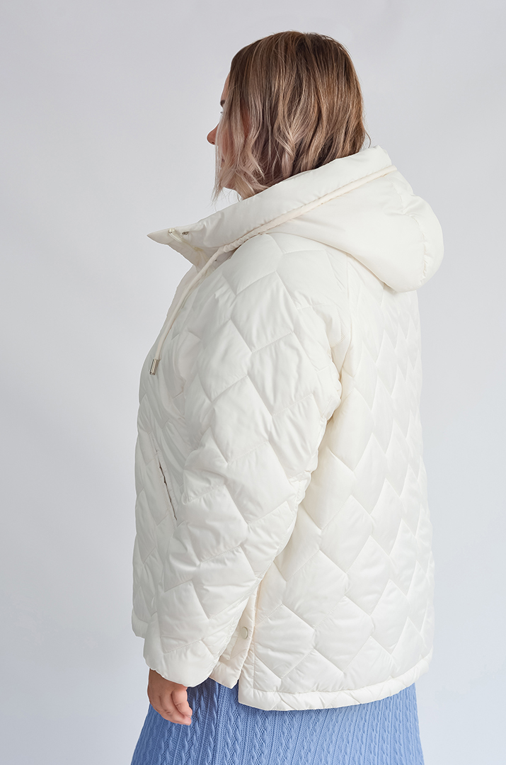 Стьобана куртка прямого силуету з капюшоном великих розмірів