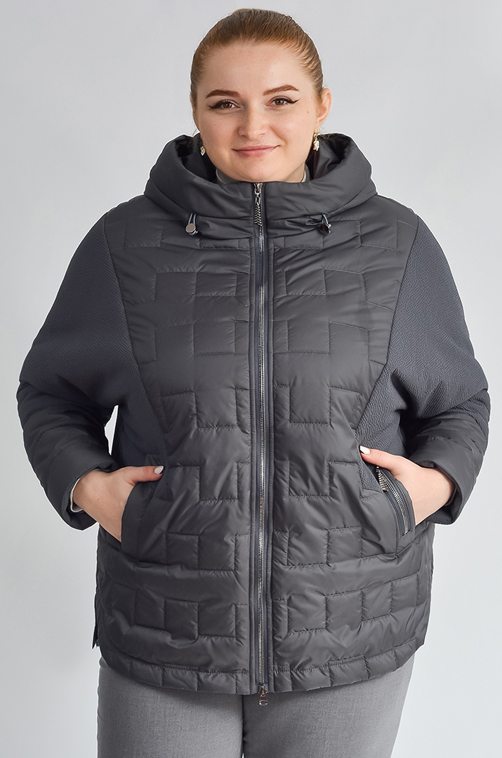 Куртка з комбінованими фактурами великих розмірів