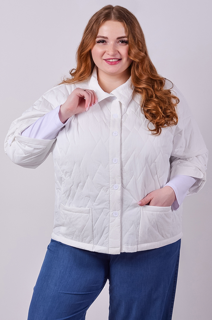 Куртка коротка зі стьобаною фактурою та з накладними кишенями великих розмірів