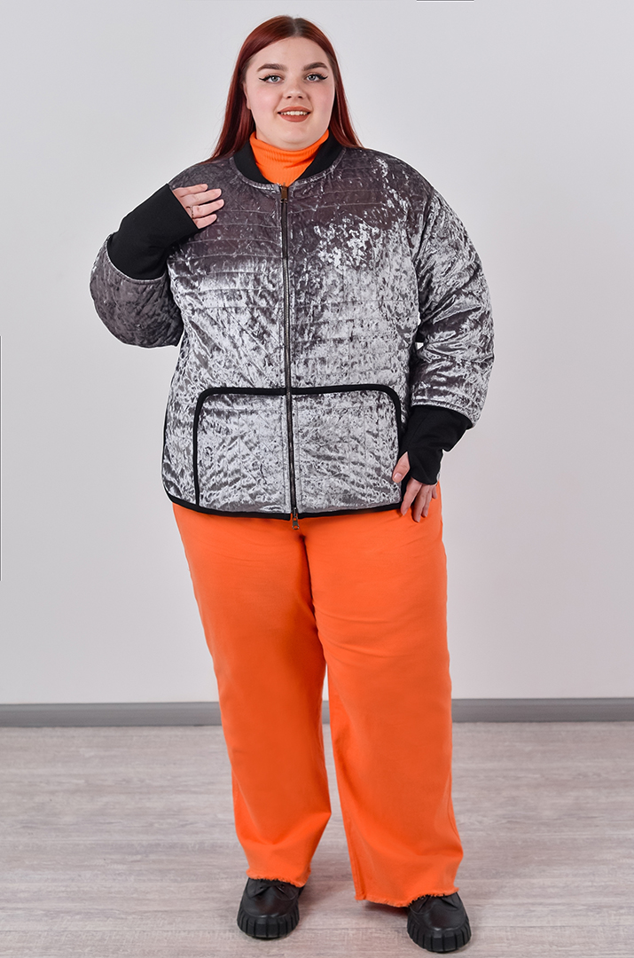 Двостороння куртка з фактурного оксамиту та плащівки великих розмірів
